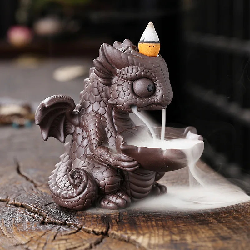 Retro Handmade Ceramic Dragon Waterfall Backflow Incense Burner Zen Incense Stick Holder Censer Living Room Crafts Ornament