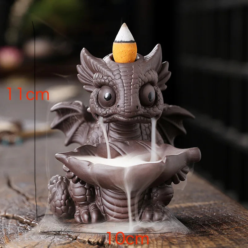 Retro Handmade Ceramic Dragon Waterfall Backflow Incense Burner Zen Incense Stick Holder Censer Living Room Crafts Ornament